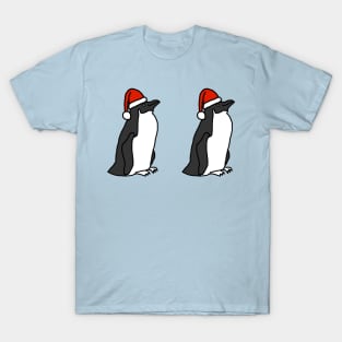 Two Penguins Wearing Christmas Santa Hats T-Shirt